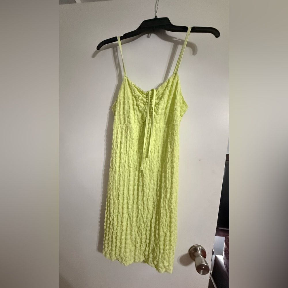 No Boundaries Neon Lime Textured Cami Dress
